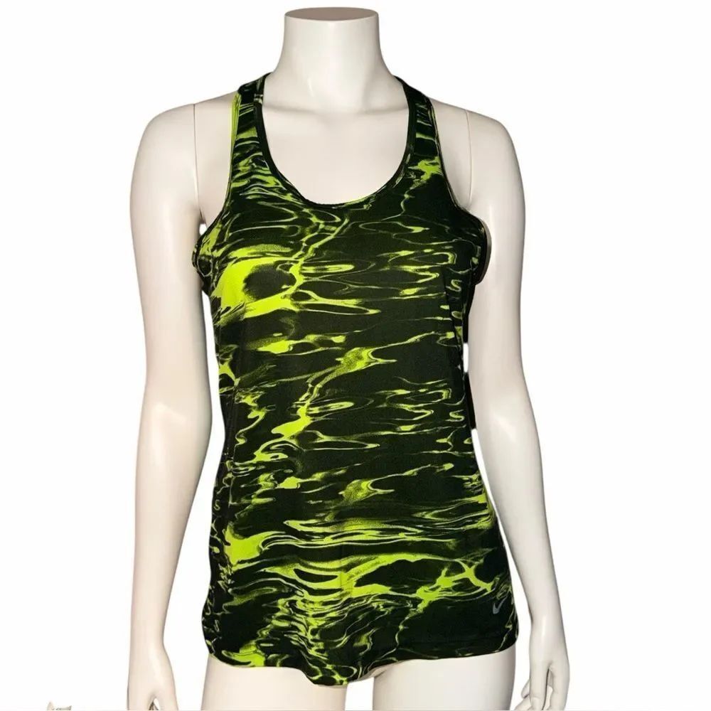 Nike AeroSwift Dri-Fit ADV Womens Running Tank Top Large Lime Volt Glitch Marble